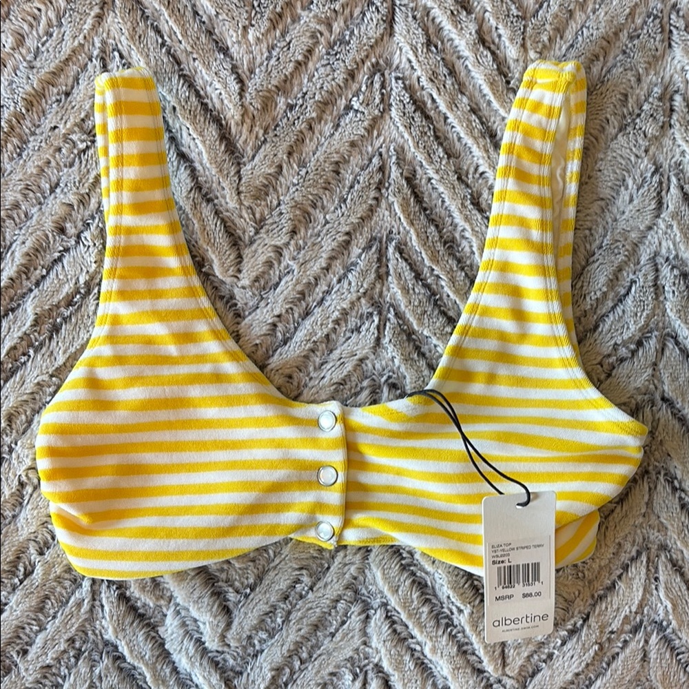 Yellow Striped Bikini Top
